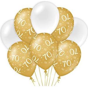 Birthday Balloons, goud/wit, 70 stuks, 6 stuks