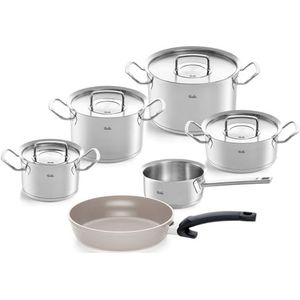 Fissler Original Profi Collection Set van 6 roestvrijstalen pannen met metalen deksel en Ceratal Comfort keramische pan 24 cm voor inductie