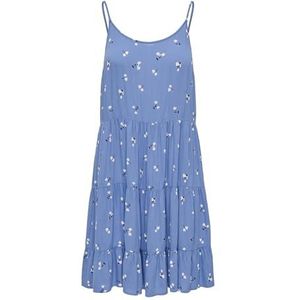 ONLY Onlmaj Life S/L Aop Short Dress Wvn Noos zomerjurk voor dames, Blauw