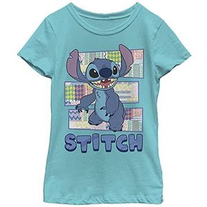 Disney Lilo & Stitch Design Panelen Portrait Girls T-shirt, Tahitiblauw, XS, Tahiti-blauw