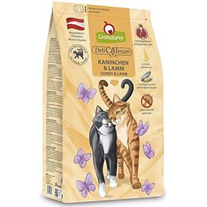 GranataPet DeliCatessen Adult konijn & lam, droge voer voor volwassenen katten, lekker compleet voer zonder granen en zonder toegevoegde suikers voor kleine gourmets, 300 g