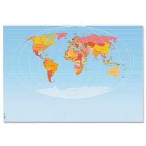 SIGEL HO560 Bureauonderlegger van papier, wereldkaart, A2 (59,5 x 41 cm), blauw, 30 vellen