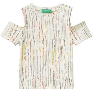 United Colors of Benetton T-shirt pour filles, Blanc crème A Fantaisie 68C, 140