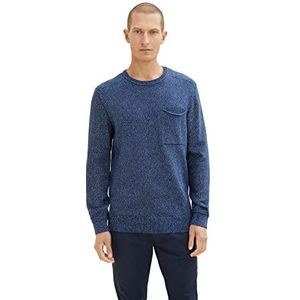 TOM TAILOR Sweater heren, 30642, Hockey Blue Structure, M, 30642 Hockey Blue Structure