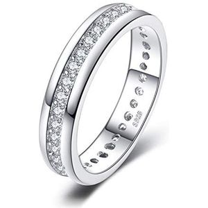 JewelryPalace Verlovingsring voor dames, trouwring, zirkonia-kanalen in ringen, zilver 925, verguld, geelgoud, roségoud, bruiloft, belofte, band, eeuwigheid, kanaal, sets, cadeau voor verjaardag,