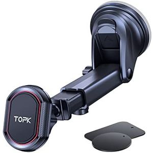 Support de téléphone portable pour voiture TOPK - Magnétique - Avec forte aspiration - Pour tableau de bord et pare-brise - Universel - Rotation à 360° - Pour smartphone et tablette