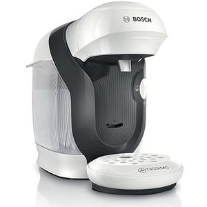 Bosch Tassimo Style Friendly TAS114E capsulemachine met meer dan 70 dranken, geschikt voor alle kopjes, volautomatisch, duurzaam, ruimtebesparend, 1400 W, wit