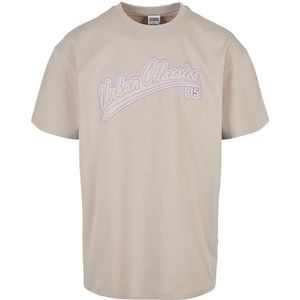 Urban Classics Basic T-shirt voor heren, korte mouwen, logo, baseball, stijl, schouders, ronde hals, korte mouwen, S-5XL, Wolk