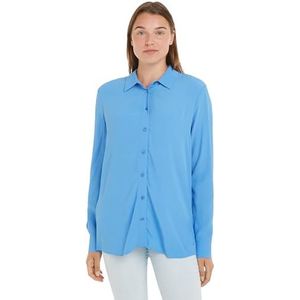 Tommy Hilfiger Regular Fluid Vis Crêpe Shirt L Casual Overhemden Dames, Blue Spell