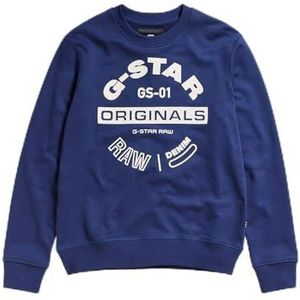 G-STAR RAW Originals Logo Gr Sweatshirt Sweatshirt Heren, Blauw (Imperial Blue D16466-7809-1305)