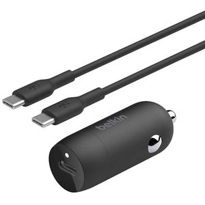 Belkin BOOST↑CHARGE™ 30 W autolader (compact, USB-C Power Delivery, USB-C naar USB-C kabel inbegrepen, universele compatibiliteit, voor Galaxy S23, Note Series enz., zwart)