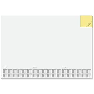 SIGEL HO490 Bureauonderlegger van papier, 3 jaar, wit met geïntegreerd geel notitieblok, A2 (59,5 x 41 cm), wit en geel, 30 vellen