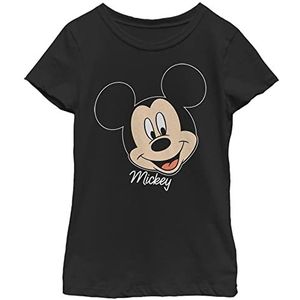 Disney Mickey Mouse Smile Face Portrait Girls T-Shirt, zwart, XS, zwart.