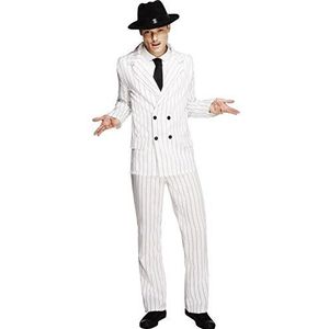 Smiffys Gangster Fever kostuum, wit, jas, broek en stropdas, L