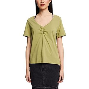 edc by Esprit T-shirt froncé, 100% coton, Vert pistache, XS