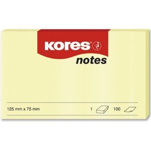 Kores - Zelfklevende notities, geel, 125 x 75 mm, 12 blokken met elk 100 vellen