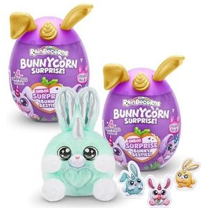 Rainbocorns Bunnycorn Surprise, 2 stuks, 4 verrassingen binnenin, pluche dieren om te verzamelen, 2 stuks