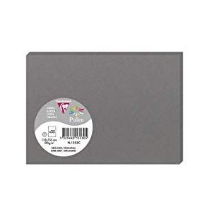 Clairefontaine 1353C – pakket met 25 afzonderlijke kaarten – formaat C6 11 x 15,5 cm – 210 g/m² – kleur staalgrijs – uitnodigingskaarten voor evenementen en match – serie pollen – premium papier glad