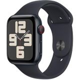 Apple Watch SE (2e generatie, 2023) (44 mm GPS + cellular) smartwatch met aluminium behuizing en sportarmband - middernacht uitvoering - S/M. Fitnesstracker, slaaptracker, ongevallenherkenning.