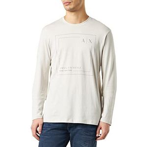 Armani Exchange T-shirt à manches longues en jersey de coton pour homme, gris, XS