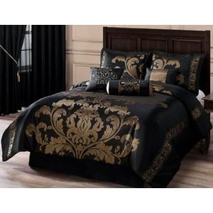 Chezmoi Collection Royale Beddengoed 7-delig, polyester, zwart/goud, tweepersoonsbed