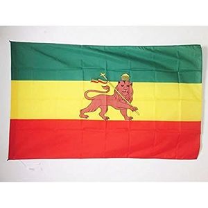 AZ FLAG Ethiopische vlag 1897-1974 90 x 60 cm – Ethiopische vlag met leeuw, 60 x 90 cm, schede voor vlaggenstok