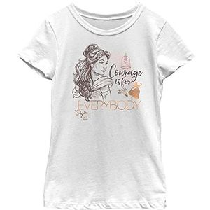 Disney Princess Belle Courage Is For Everybody Metallic Meisjes T-shirt, Wit, Wit
