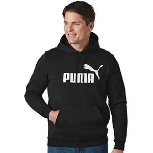 PUMA Essentials Big Logo Fleece Hoodie met capuchon voor heren, zwart katoen.