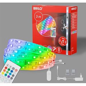 BRILONER - RGBIC led-strip 3 m, Magic RGB led-lichtstrip, in te korten, muziekgestuurd, muzieksensor, afstandsbediening, ledstrip, RGBIC ledstrip