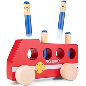 New Classic Toys Pop Up Brandweerauto educatief spel voor kinderen, rood