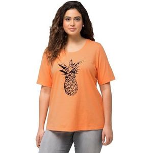 Ulla Popken T-shirt met ananasprint 831853 dames T-shirt, Abrikoos