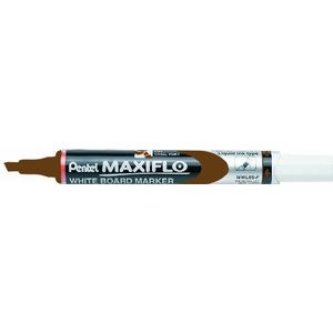 Pentel Maxiflo whiteboard-marker, droog afwasbaar, medium wigpunt, bruine inkt, 12 stuks