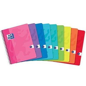 Oxford Color Life notitieboeken, 17 x 22 cm, grote ruiten, 100 pagina's, omslag, kaarten, verschillende kleuren, 60 stuks