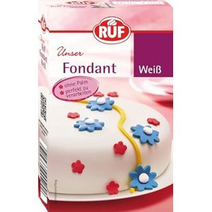 RUF Witte fondant voor het modelleren van figuren en bloemen, fondantrol voor het bekleden van bruidstaarten, palmolievrij, glutenvrij en veganistisch, 1 x 250 g