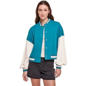 Urban Classics Damesjas oversized 2 Tone College Terry Jacket, Watergroen/wit