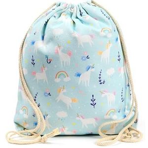 Puckator Unicorn Magic Canvas tas met trekkoord, zwemtas, tas met trekkoord voor kinderen, gymtas, festivaltassen voor vrouwen, gymtas, sporttas, rugzak, rugzak, Meerkleurig