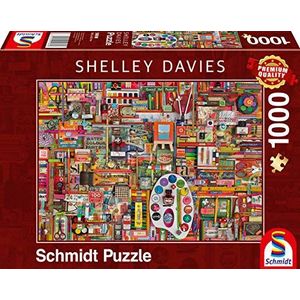 Schmidt Spiele 59698 Shelley Davies, vintage kunstenaarsmaterialen, puzzel 1000 stukjes