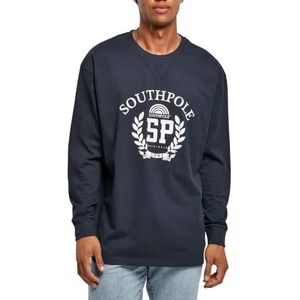 Southpole College T-shirt met lange mouwen voor heren, met logoprint in 2 kleuren, maten S tot XXL, Navy Blauw