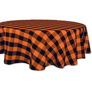 DII Buffalo Check Collection tafelkleed, rond, 178 cm, oranje/zwart
