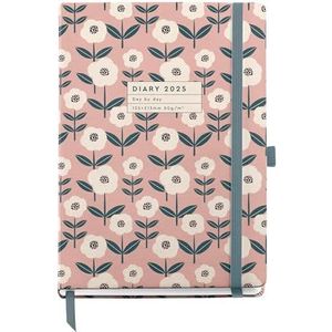 Miquelrius Bloom Agenda annuel 2025 155 x 213 mm avec couverture en carton doublé plastifié, spirale, fermeture élastique, papier 80 g/m², catalan, anglais et portugais, Bloom