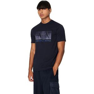 Armani Exchange Logo Box aan de voorkant, regular fit, ronde hals T-shirt voor heren, Blauw