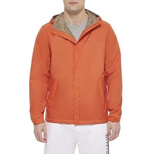 Tommy Hilfiger Lichtgewicht ademende waterdichte jas met capuchon, waterdicht voor heren, Oranje