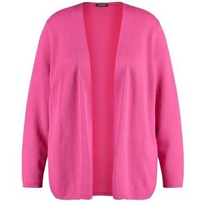 Samoon Cardigan ouvert pour femme en tricot structuré à manches longues uni, Canneberge douce, 52/grande taille