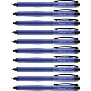 Balpen - STABILO palet - 10 intrekbare rollerpennen - blauw