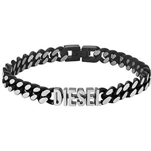 Diesel DX1386040 zwarte roestvrijstalen schakelarmband, 185 mm B x 5 mm H x 8 mm, roestvrij staal, No Gemstone, Roestvrij staal, Geen edelsteen