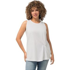 Ulla Popken T-shirt pour femme avec détails noués, blanc neige, 60-62