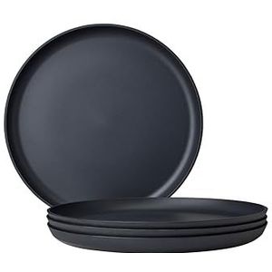 Mepal - Silueta dinerbord 4-delig - Vaatwasmachine- en magnetronbestendig - Kunststof borden - Platte borden - Servies - 26 cm - Nordic black