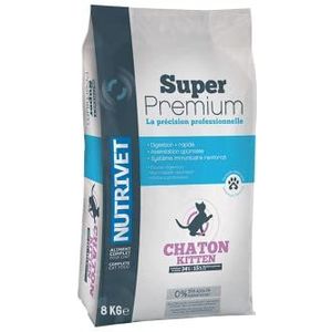 NUTRIVET - Super Premium – kitten – droogvoer zonder tarwe – kittens – rijk aan dierlijke eiwitten – 8 kg