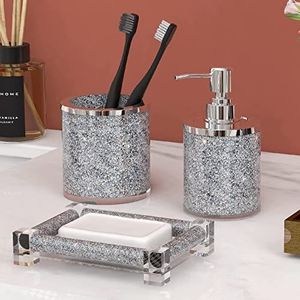 SHYFOY Badkamer accessoireset, glazen badkameraccessoireset met zeepdispenser, tandenborstelhouder, zeepbakje
