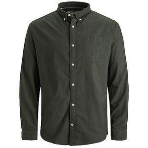 JACK&JONES PLUS JJEOXFORD Shirt L/S S21 PS Noos Shirt, Forest Night/Fit: Grote maat, 3XL Heren, Forest Night Plus Size 12190444